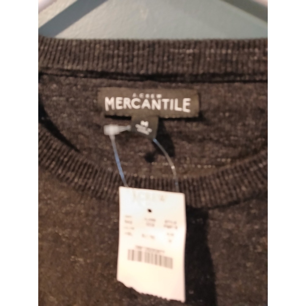 J.Crew Mercantile M Cotton Mens Charcoal Gray Marled Cotton Raglan Sweater New - Picture 3 of 9